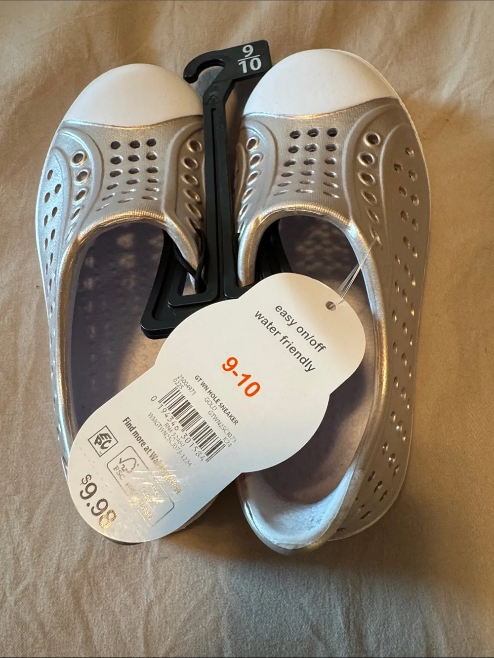 wonder nation Silver and White Slip-On Kids Water Shoes